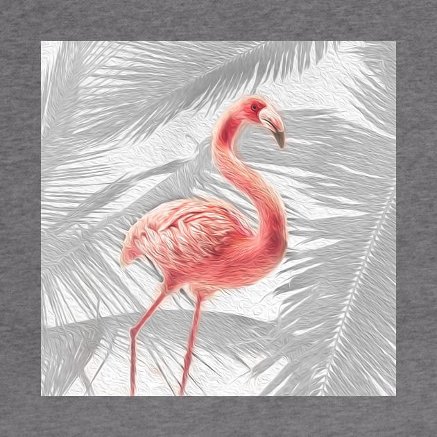 Grey + Pink Tropical Flamingo by peachesinthewild